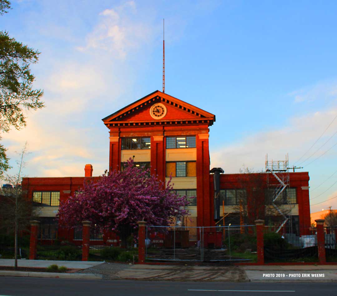 Dusk sunset light on Sauers Buildign in Richmond on Broad Street Dusk sunset light on Sauers Buildign in Richmond on Broad Street