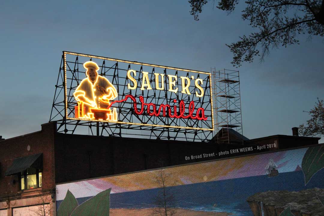 CLick on image to enlarge – Sauers on Broad Street at night Sauers on Broad Street at night