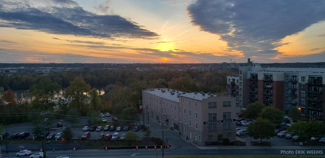 Sunset view of James River from Libbey Hill Park